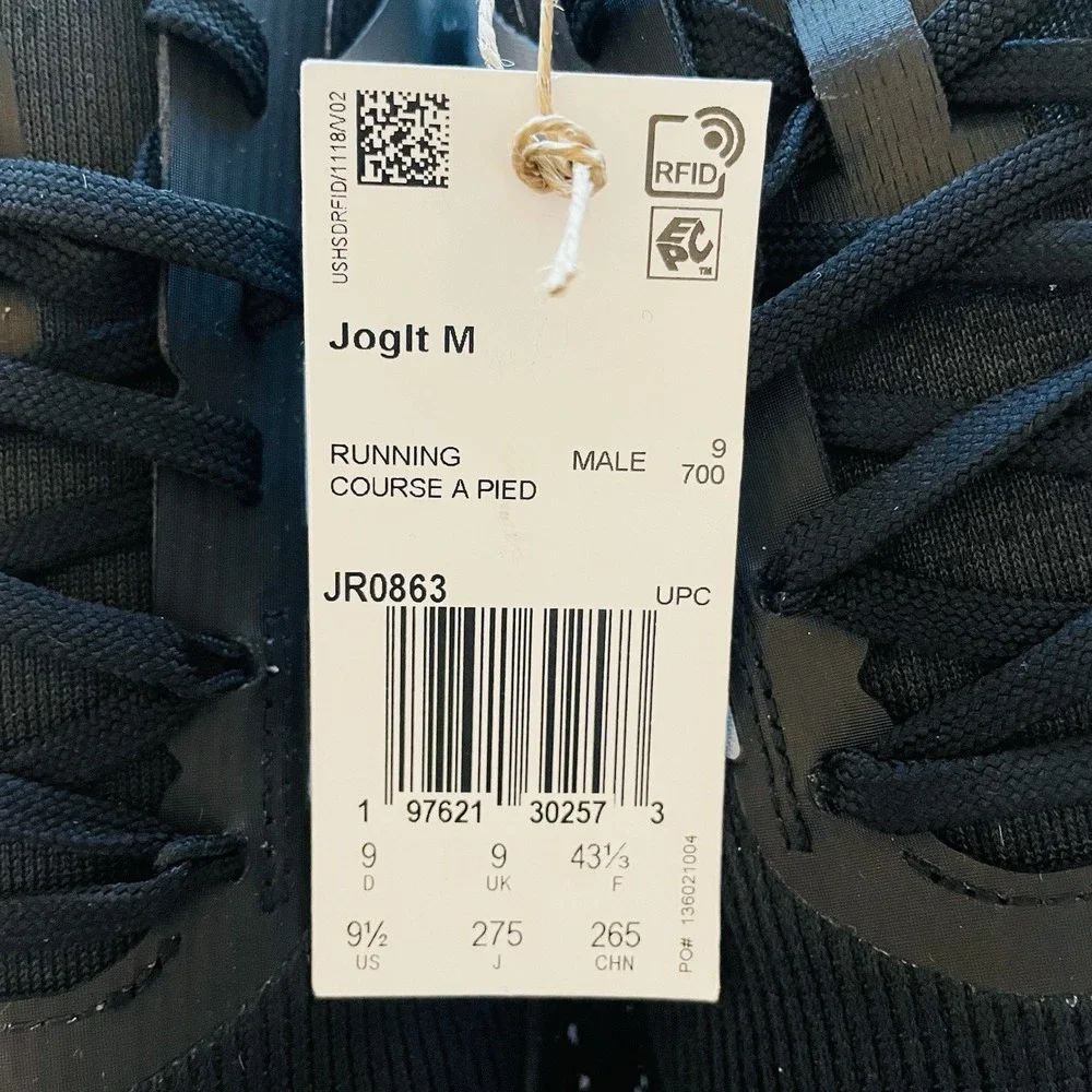 NIB Adidas JogIt 'Black' Running‎ Shoes Sneakers Comfort JR0863 Men's Size 9.5